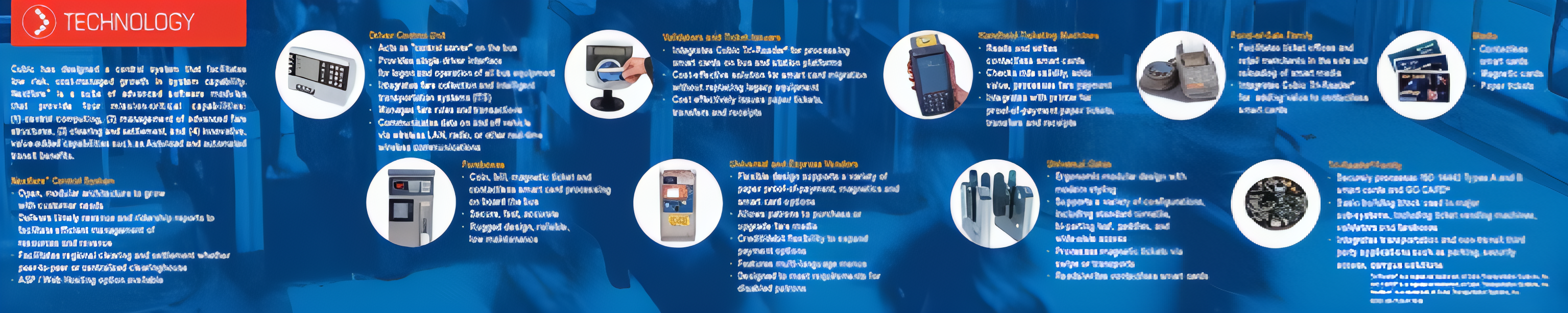 Key features of main products produced at Cubic Transportation Systems in 2005